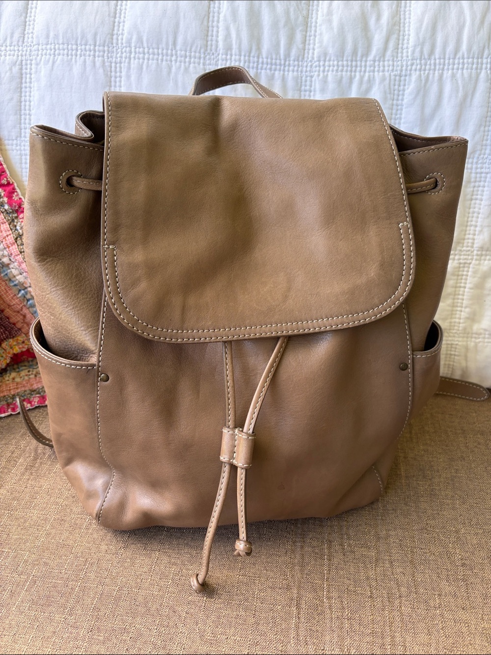 Frye Olivia Taupe Leather Backpack Discontinued DB807